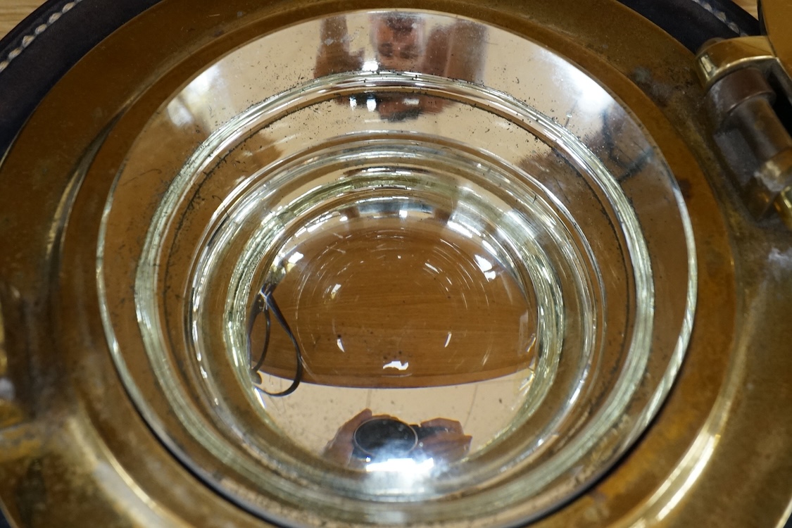 A Hermes brass and leather ‘porthole’ dish, 19.5cm